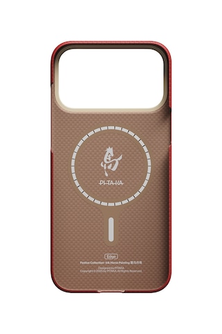 iPhone Uyumlu 17 Pro Max Kılıf M-safe Özellikli Aramid Fiber Pitaka Horse Painting Serisi Kapak Kırmızı