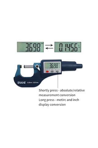 Shahe 0,001 MM Hassas Dijital Dış Çap Mikrometre 0-25 MM