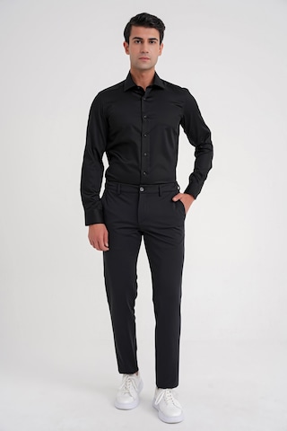 Efor Slim Fit %100 Pamuk Non Iron Kumaş Klasik Siyah Gömlek Gk 734 Siyah