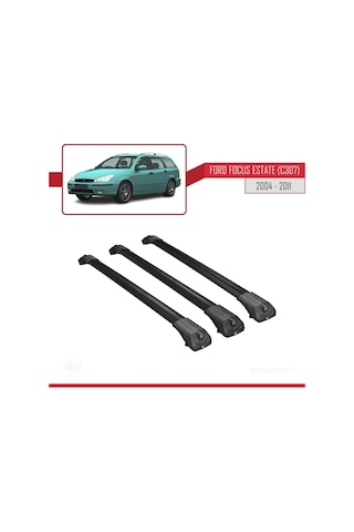 Ford Focus Estate C307 2004-2011 Arası İle Uyumlu Ace-1 Ara Atkı Tavan Barı Siyah 3 Adet Bar