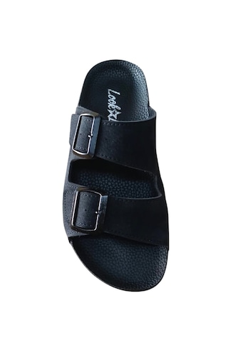 Look Life S030-002 Unisex İki Tokalı Comfort Terlik Siyah