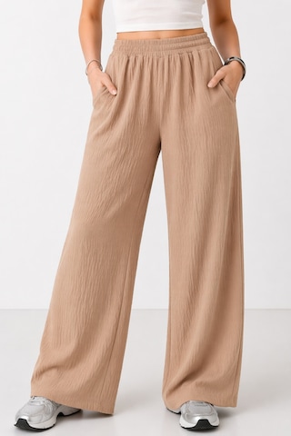 Trend Alisse Beli Lastikli Cepli Bol Paça Kadın Pantolon Vizon Camel - Vizon