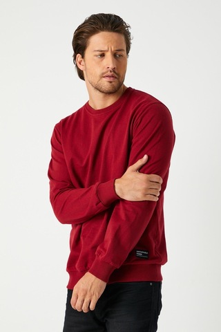 Comeor Erkek Bordo Basic Bisiklet Yaka Regular Fit Normal Kesim 2 İplik Sweatshirt Bordo