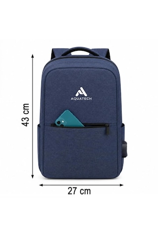 Laptop Sırt Çantası, Bilgisayar Korumalı İç Bölmeli Notebook Çantası, Organizer Cepli Ve Usb Şarj Portlu Lacivert