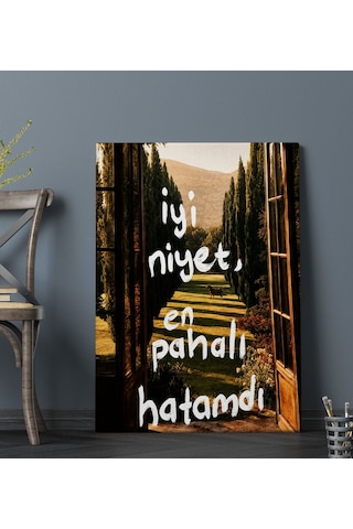 Bk Gift Vintage Klasik Sanat Esprili Sözlü Dekoratif Kanvas Tablo - 30 Çok Renkli