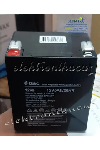 Umut Bilişim Tek 12 Volt 5 Amper Kuru Tip Bakımsız Akü Pil Batarya 12v 5ah 20hr Yeni Tarih Sorunuz
