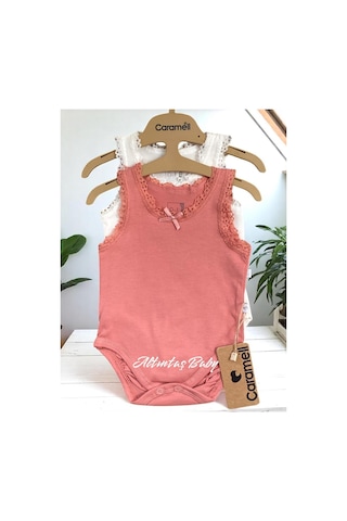 Altıntaş Baby Caramell Dantel Detaylı %100 Pamuk 2'li Body Set Kız Bebek Gül Kurusu Gül Kurusu