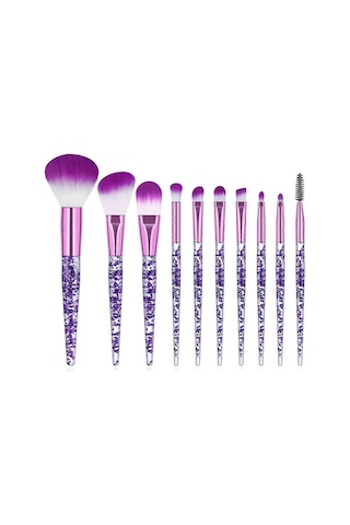 Makyaj Fırçası Seti Seyahat Makyaj Fırçaları Allık Fırçası Kristal Makyaj Fırçaları Mor Makyaj Fırçaları Simli Makyaj Fırçaları Mor