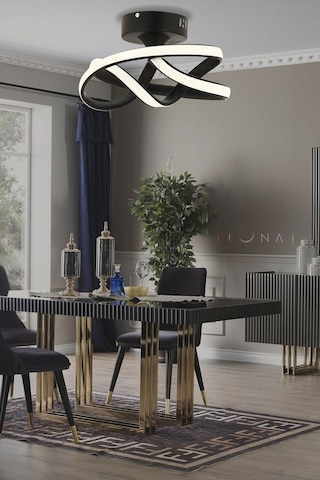 Vino Riserva Model Siyah Renk Metal Salon Mutfak Oturma Yatak Odası Modern Led Plafonyer Avize Gold