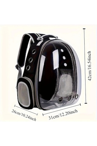 Honeybeeshop Grey Kişiselleştirilebilir Kedi Sırt Çantası Havalandırmalı Pvc Taşıma Çantası Uçak Araba Seyahat