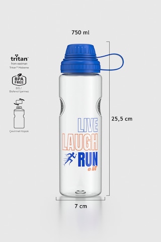 Renga Ege Yazı Desenli 750 Ml Tritan Matara 912067 Mavi MAvi