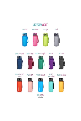 Uzspace 650 Ml Tritan Su Matarası 14 Farklı Renk Softtouch Çok Renkli