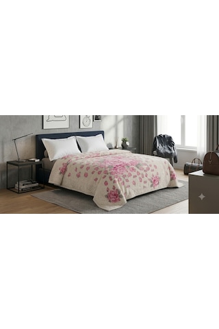 Aslan Desenli /çift Kişilik/ Lüx Battaniye/ 3 Kg / Modern / Şık / Çeyizlik Krem - Pembe