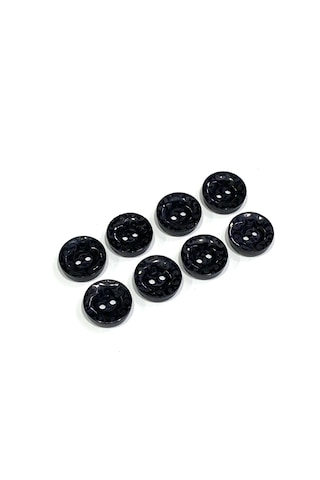 Hırka Yelek Düğmesi / Desenli Üstten Delikli / Siyah / 1,7 Cm / 8 Li Set