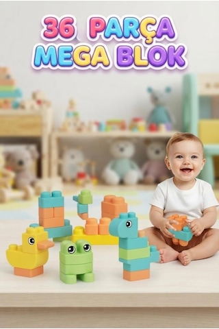 36 Parça Soft Maxi Mega Blok Çocuklarınız İçin Güvenli Eğlence Yumuşak Ve Eğitici Bebek Blokları