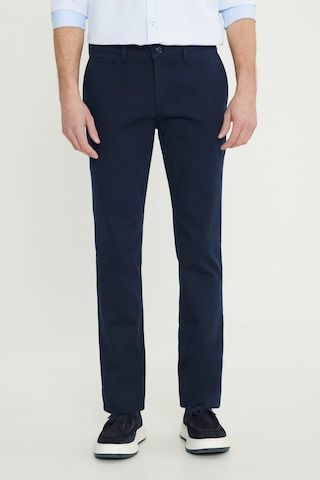 AC&Co / Altınyıldız Classics Erkek Lacı Pamuklu Slim Fit Dar Kesim Armürlü Yan Cepli Esnek Casual Pantolon Lacı Lacivert