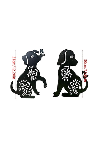 1/2 Adet Köpek Kazıkları Metal Kazıklar Bahçe Eklentisi Köpek Heykeli Süslemeleri Metal Köpek Şekli Heykeli Siluetleri Köpek Bahçesi Baş Yukarı Köpek