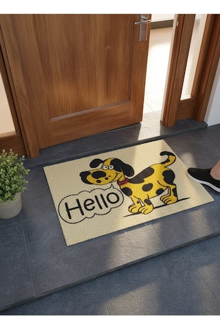 Hijyenik Kıvırcık Paspas 40x60 Cm - Islaklık Emici Kapı Önü Paspası Açık Sarı