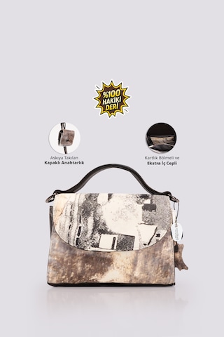 Westbag Kadın Hakiki Deri Kapaklı Omuz Çantası Kartlık Ve Anahtarlık Bölmeli Küçük Boy GRİ