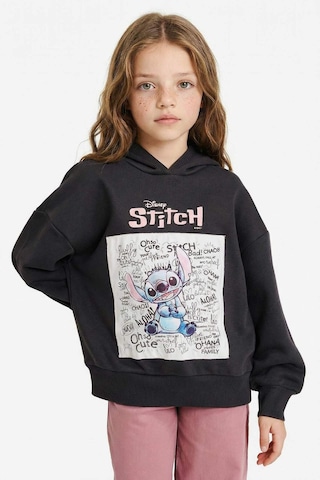 Defacto Kız Çocuk Disney Lilo & Stitch Oversize Geniş Kalıp Kapüşonlu İçi Yumuşak Tüylü Sweatshirt G6348a825wnar1 Antrasit-ar1