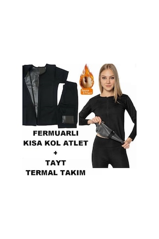 Dr.Cornell 3Lü Takım Fermuarlı Y. Kol Atlet + Kolsuz Atlet +Tayt Siyah