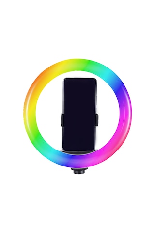Ekılıf - Işıklı Telefon Tutucu Ring Light Mj20 Rgb Light 8 İnç - Siyah - T37816