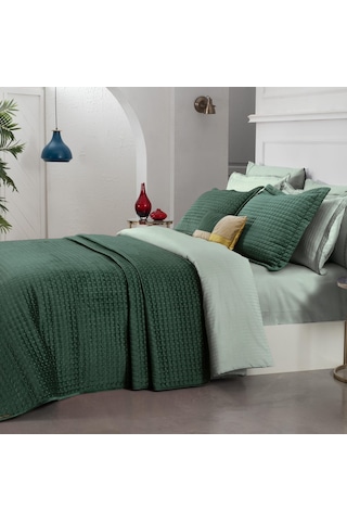 Sarev Dustin Yeşil Çift Kişilik Yatak Örtüsü Seti Yeşil