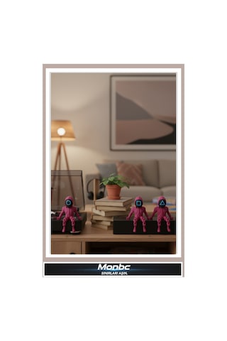 Monbc Squid Game 3 Lü Koruma Figür Seti 3d Tasarım Dekoratif Biblo, Hediyelik Ve Ev Ofis İçin Şık Aksesuar