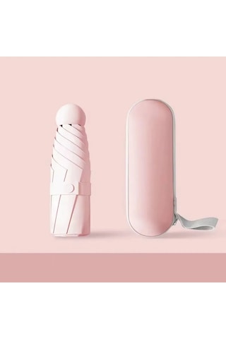 Bosile Özel Kılıflı Pembe Şemsiye Kapsül Şemsiye Büyük Boy