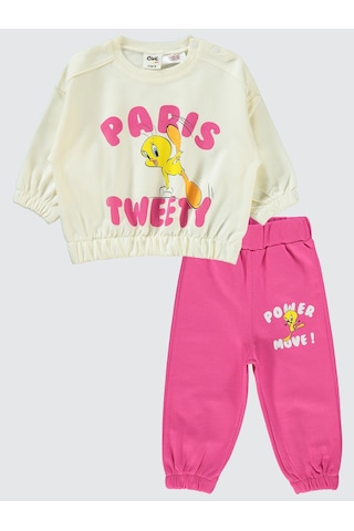Tweety Kız Bebek Takım 6-18 Ay Ekru-koyu Pembe Ekru-koyu Pembe Ekru - Koyu Pembe