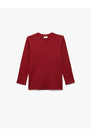 Koton Bisiklet Yaka Pamuklu Basic Uzun Kollu Okul Tişörtü Bordo 7wkb10107tk