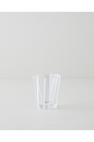 English Home Stripe Cam El Yapımı Bardak 240 Ml Beyaz