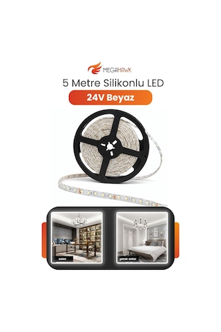 24v Dış Mekan M/60 2835 Beyaz Led Şerit 5 Metre, Kesilebilir Ve Eklenebilir