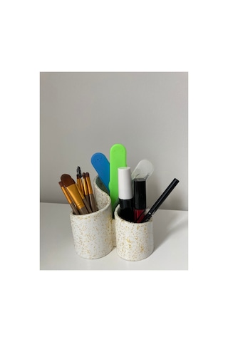 Yaldızlı Gold & Gümüş Dekoratif Çok Bölmeli Organizer, Şık Ve Kullanışlı Düzen Sağlayıcı Sarı Sarı