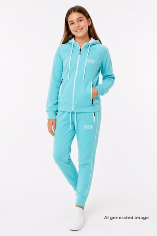 Pina Kids Kız Çocuk Scuba Unlimited Çift Şeritli Kapüşonlu Reglan Kol Dalgıç Kumaş Eşofman Takımı Esf7023 Su Yeşili
