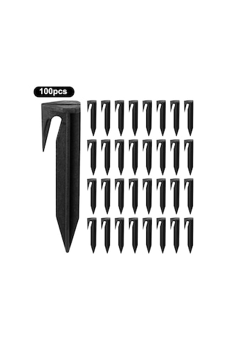 100 Adet 8.5 Cm Çim Biçme Makinesi Zemin Zımba Kenar Kazıkları Plastik Yard Bahçe Sınır Tel Ankraj Mandalları