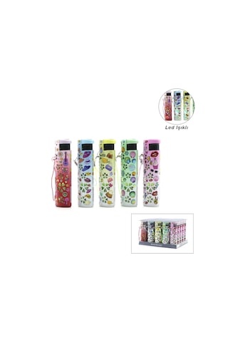 Led Işıklı Rüzgar Çakmağı - Karışık Desenli - İpli