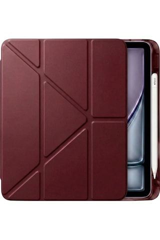 Ps Apple Uyumlu iPad Air 11 İnç M4 / M3 / M2 Tri Folding Standlı Kılıf - Bordo Kapaklı Kılıf