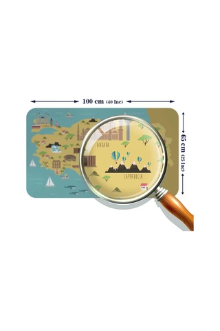 Eğitici Ve Öğretici Cocuk Odası Türkiye Haritası Duvar Sticker-60x105-3877 Renkli
