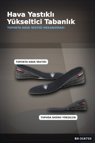 Boy Uzatıcı Ayakkabı Tabanlığı 1.5 - 5 Cm Hava Yastıklı Kadın Erkek Uyumlu 1 Çift Bx-316733 Çok renkli