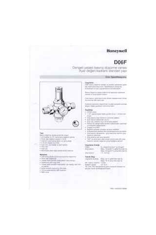 D06F-11/4A Honeywell Su Basınç Düşürücü (Maks. 16 Bar) - Filtreli