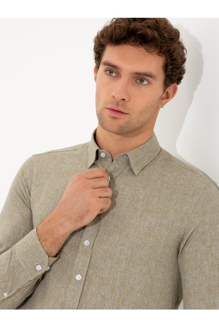 Cacharel Hardal Slim Fit Uzun Kollu Gömlek Sarı