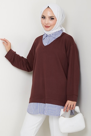 Gömlek Yaka Oysho Tunik 1612 - Acı Kahve Acı Kahverengi