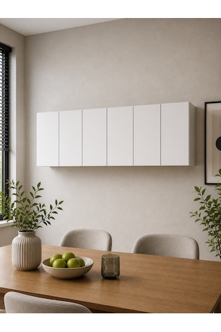 3 Raflı Çok Amaçlı Mutfak Rafı Mat Beyaz Mdf Lam 69x55x25 Cm Yavaşlatıcılı Kapaklı Duvar Dolabı