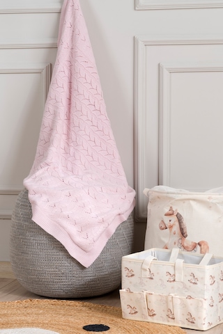 Toffy Toz Pembe Balık Sırtı Örgü Bebek Battaniyesi 100x100 Pembe