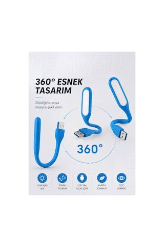 Esnek Usb Led Lamba Powerbank Laptop Ve Pc İçin Taşınabilir Gece Lambası Ve Kitap Okuma