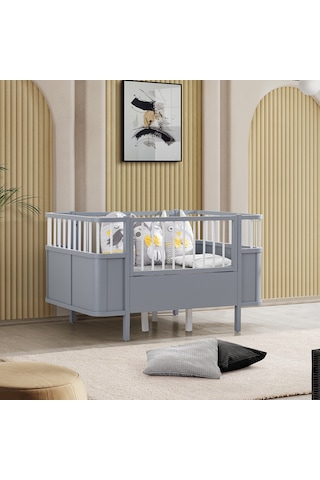 Siesta Büyüyen Beşik 90 x 130 CM - Gri + 1 Comfort Yatak Gri