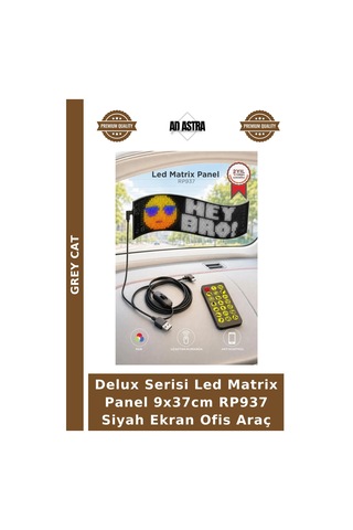 Delux Serisi Led Matrix Panel 9x37cm Rp937 Siyah Ekran Ofis Araç
