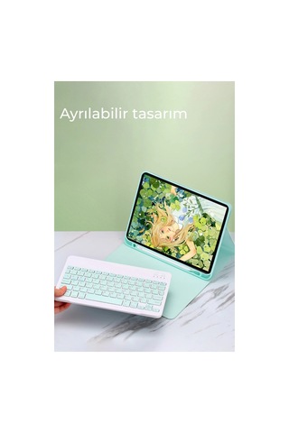 Apple iPad Uyumlu Pro 12.9 2024 Kılıf Kc01 Smart Klavyeli Tablet Kılıfı - Pembe Diğer