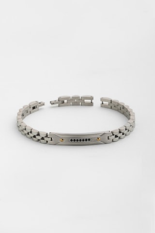 So Chic Zirkon Taş Detaylı 21 Cm Çelik Erkek Bileklik Gri 80840189